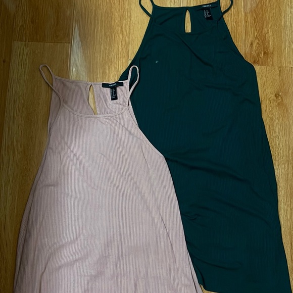 BUNDLE DEAL - Two Forever 21 Jersey Knit Mini Dresses (Pink and Hunter Green) - Picture 6 of 15
